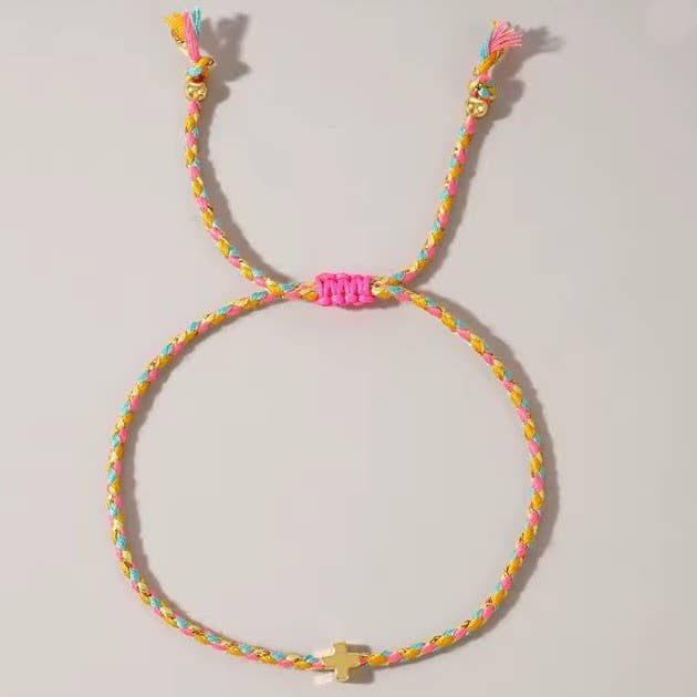 Bracelet - Corded Cross Charm