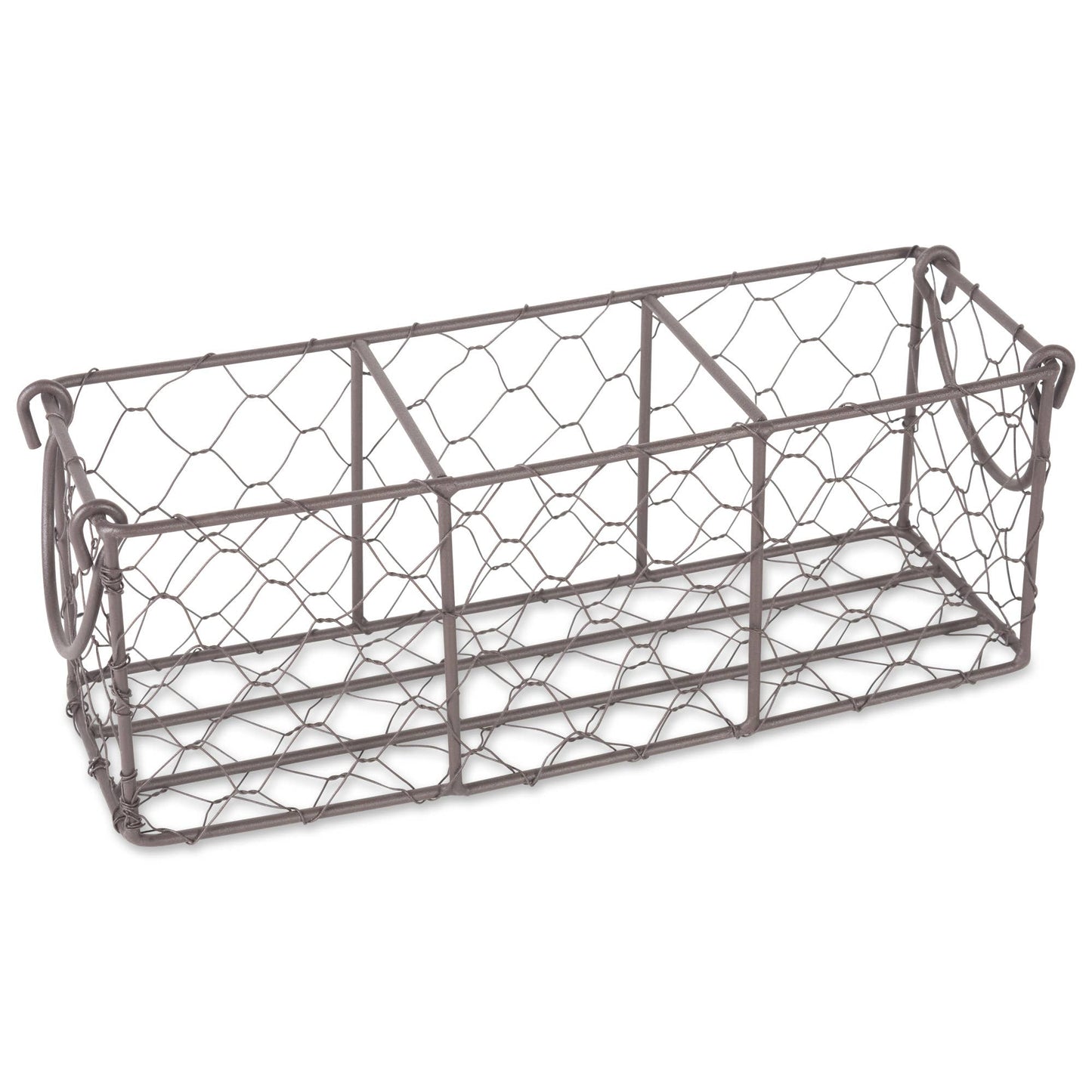 Housewares | Rustic Bronze Chicken Wire Flatware Caddy With Clear Jars