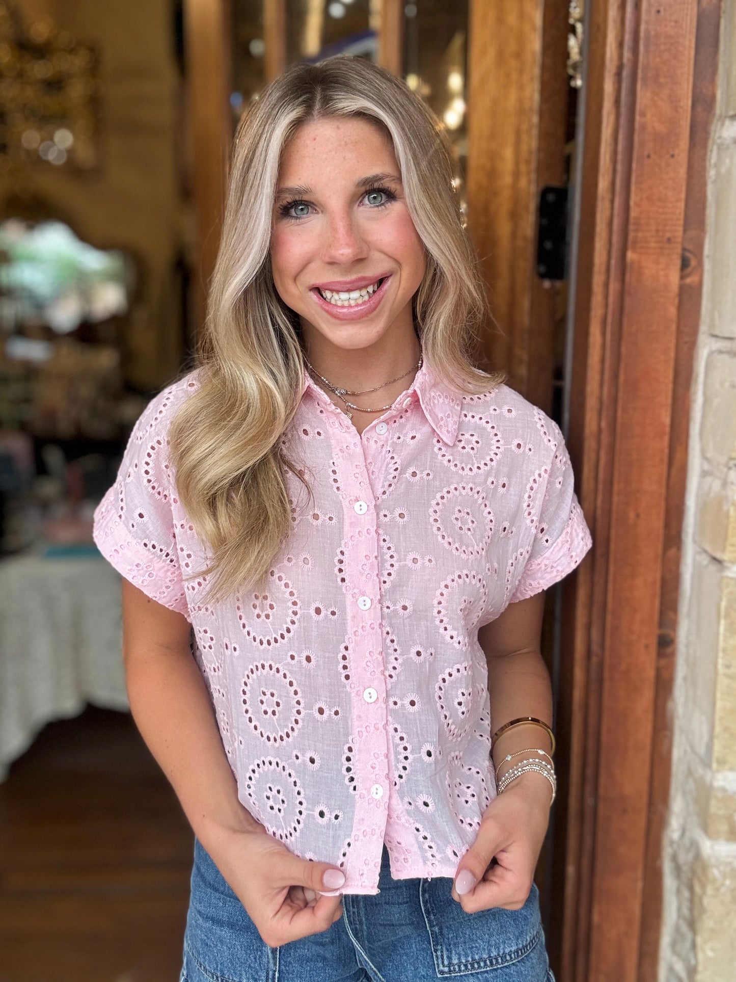 Crop Blouse - Sweet Peony Eyelet