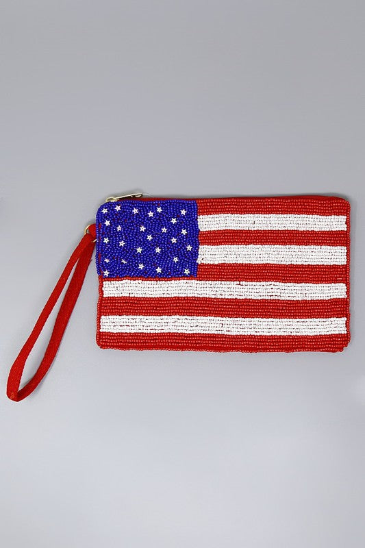 Wristlet Beaded American Flag
