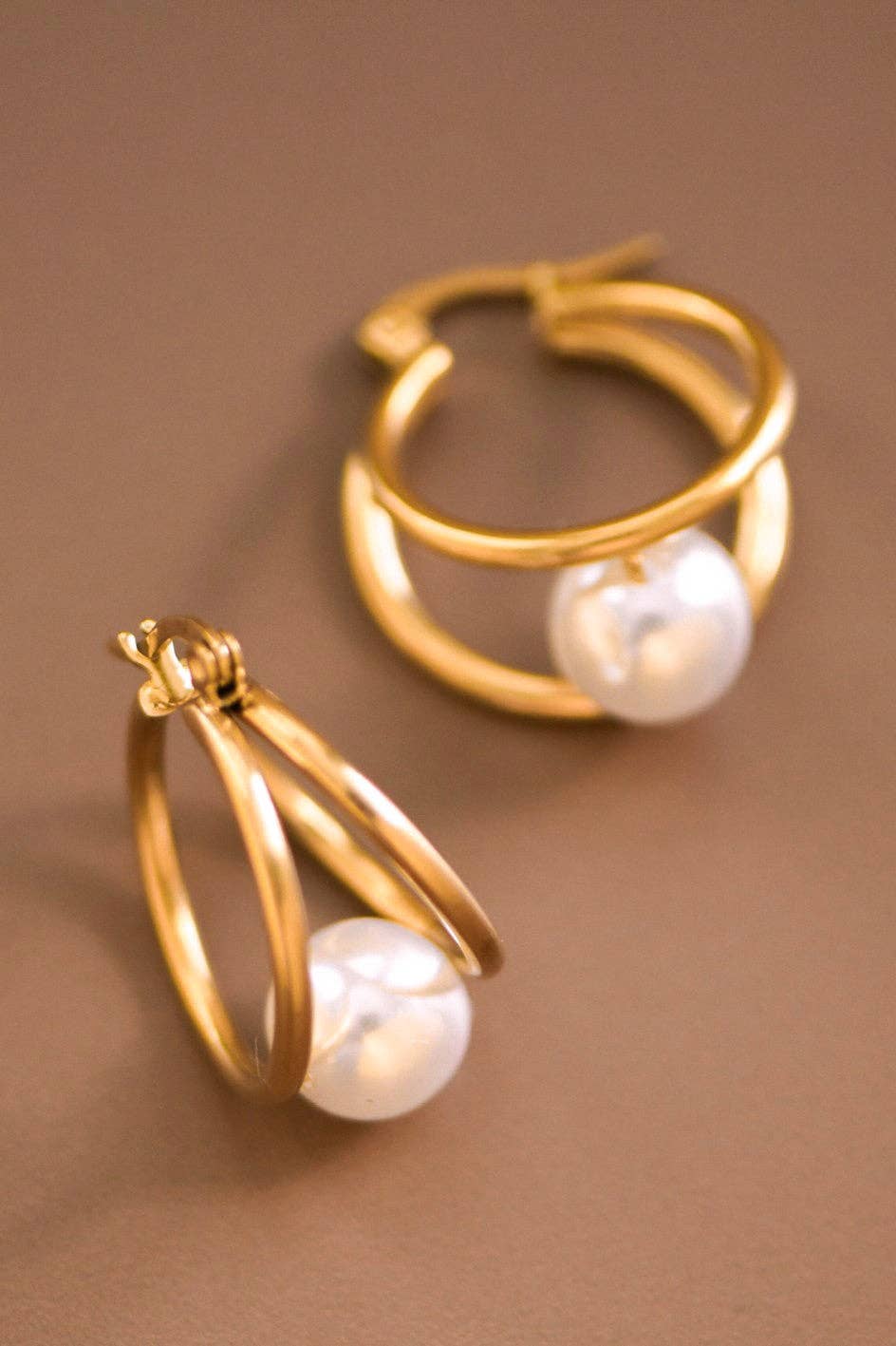 18K Gold Plated Pearl Drop Earrings