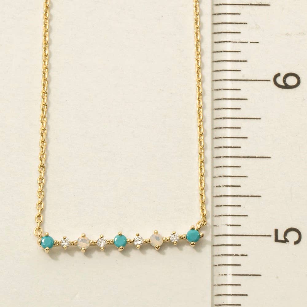 Dainty Cz Bar Charm Necklace
