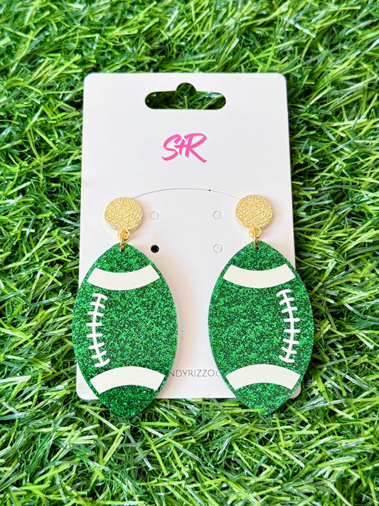 Jewelry | Earrings Green Acrylic Football with White Laces