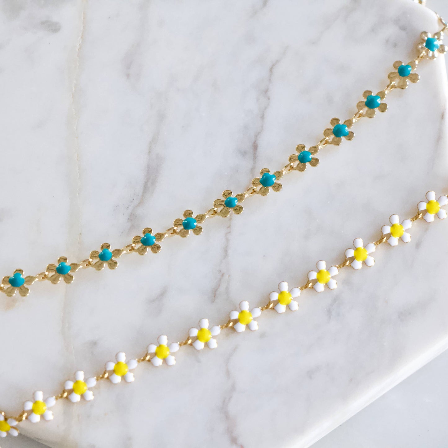 Jewelry | Necklace Enamel Flower Blue