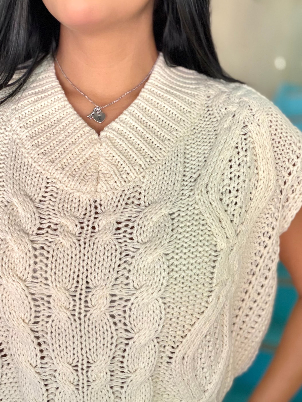 Sweater Vest - Cream Cable Knit