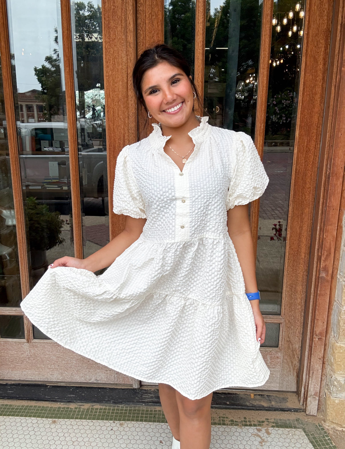 Dresses | Mini Dress Ivory Puff Sleeve
