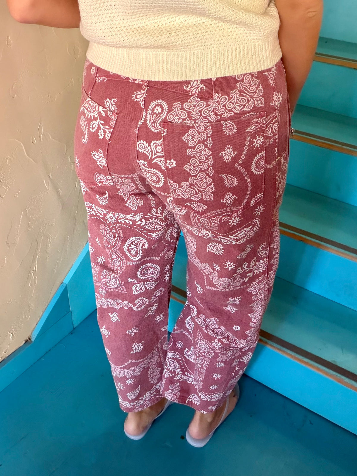 Pants - Mauve Paisley Denim Barrel
