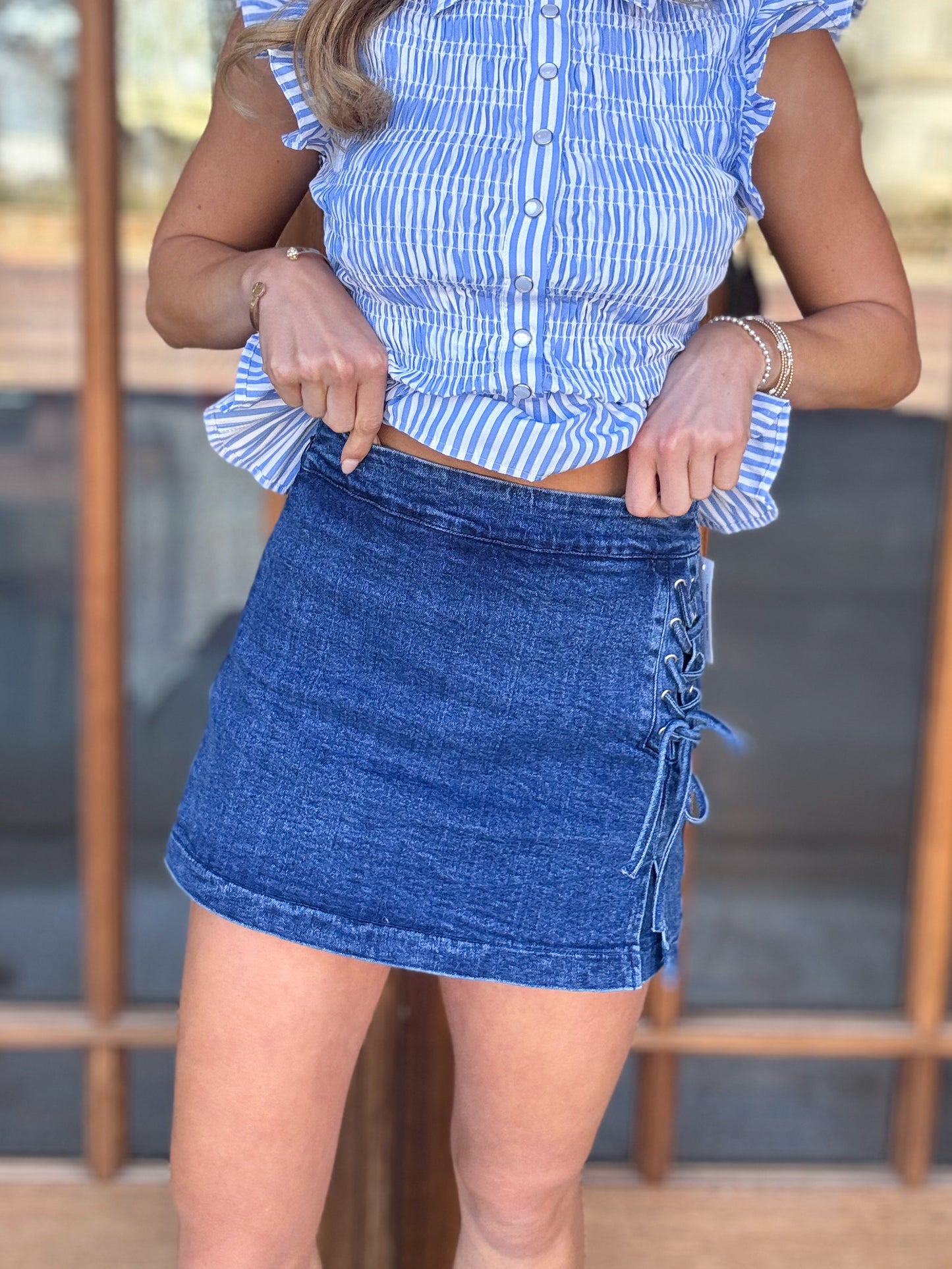 Medium Wash Denim Skort