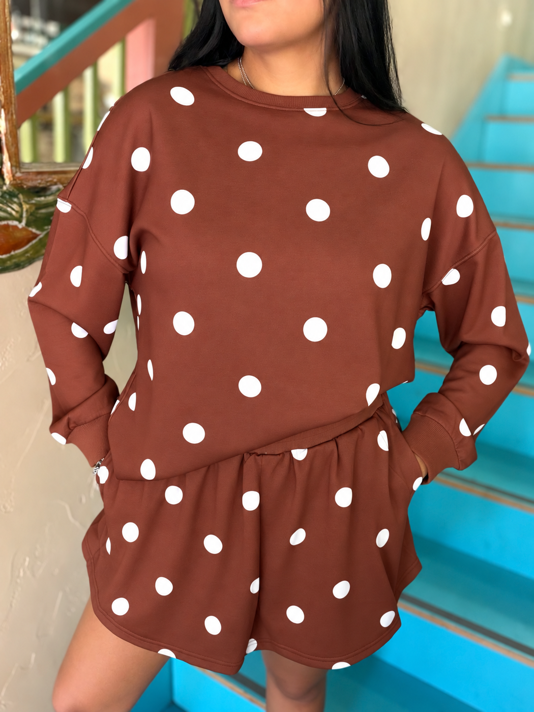 Set - Brown Polka Dot Skort
