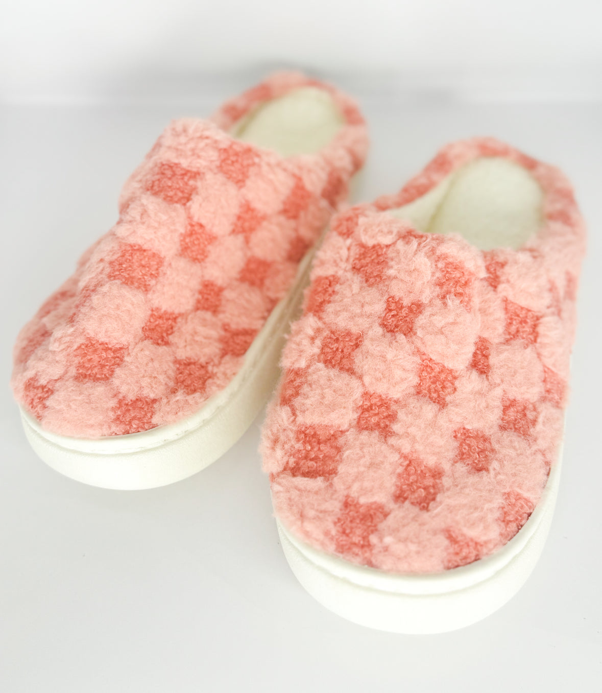 Shoes | Plush Checkered Slippers