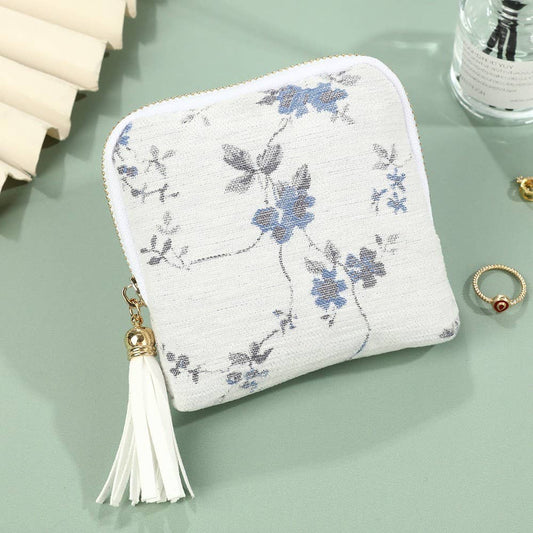 Jewelry Pouch Wallet - Floral Jacquard Mini