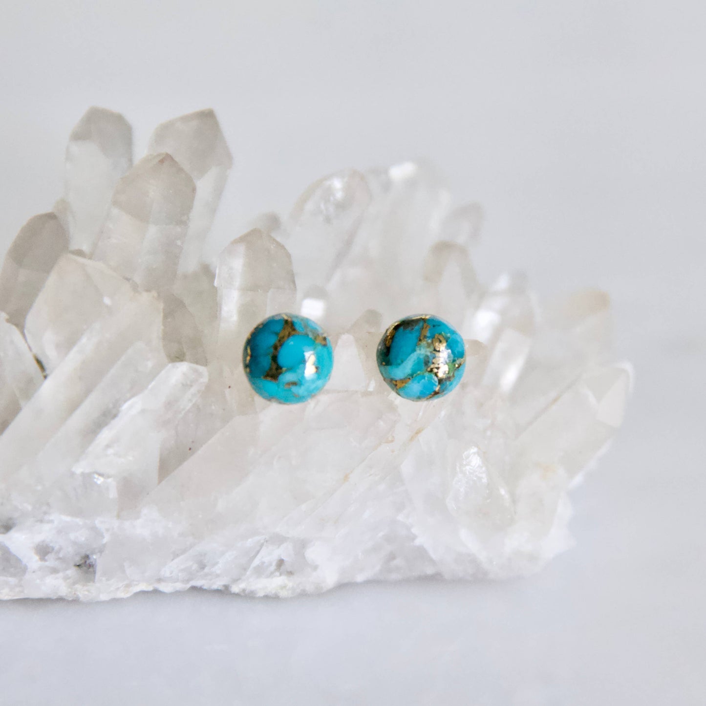 Copper Turquoise Stud Earrings