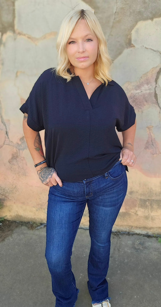 Bottoms | KanCan Jeans Dark Anne Low Rise Frayed Hem Bootcut