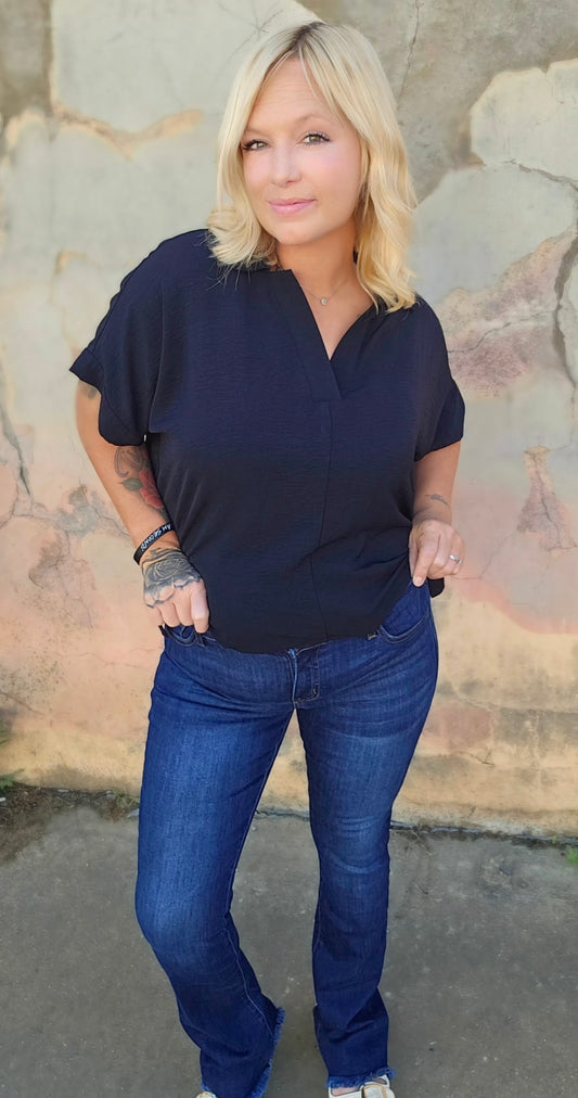 Bottoms | KanCan Jeans Dark Anne Low Rise Frayed Hem Bootcut
