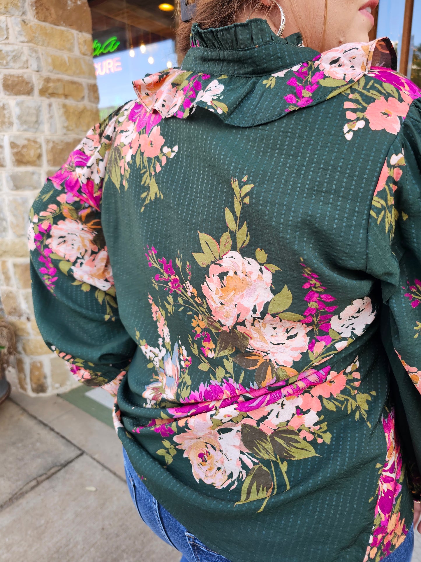 Tops | Plus Size Blouse Floral Printed Long Sleeve
