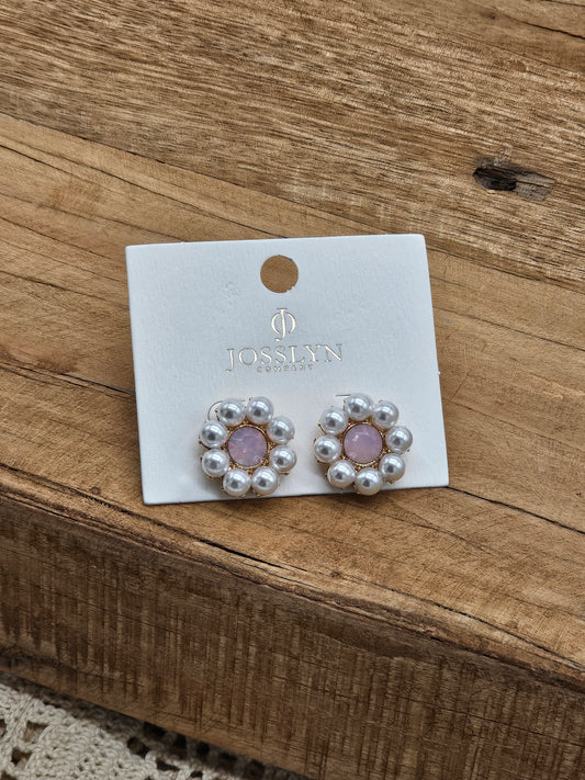 Rose Cluster Pearl Stud
