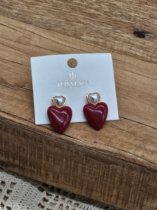 Double Heart Pearl Drop