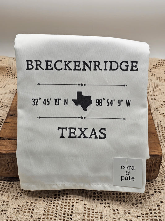 Breckenridge Texas Coordinates Hand Towel