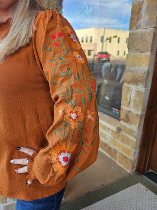 Plus Size Blouse Textured Airflow Embroidery Long Sleeve