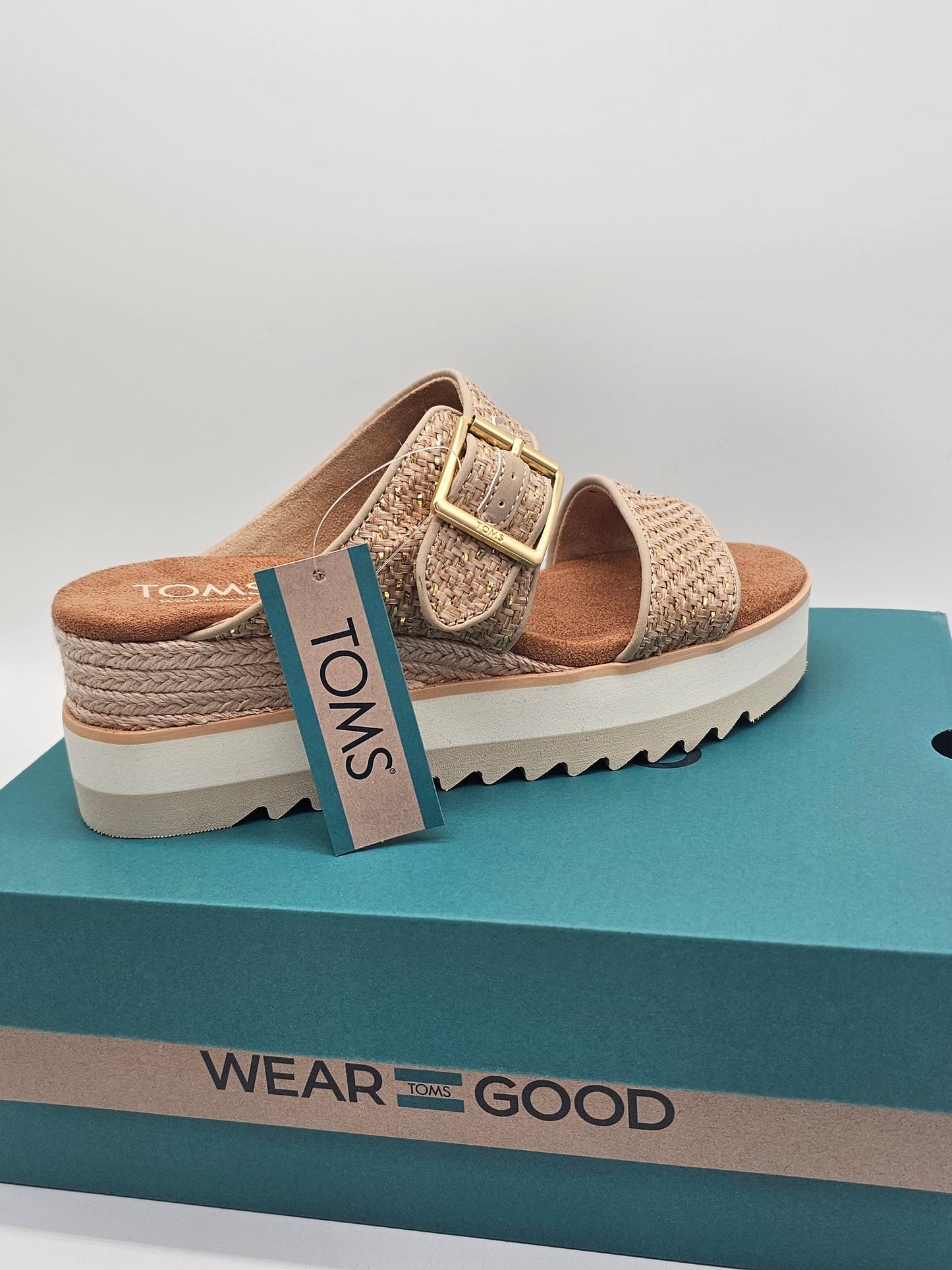 Sandals - Toms Oatmeal Metallic Diana Mule