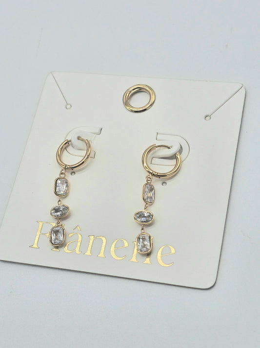 Earrings - Sunniva Yellow Gold Triple Drop