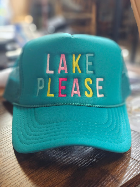 Trucker Hat - Teal "Lake Please"