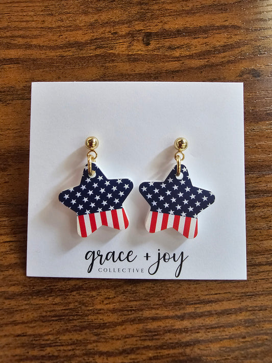 Earrings - Patriotic Star Drop