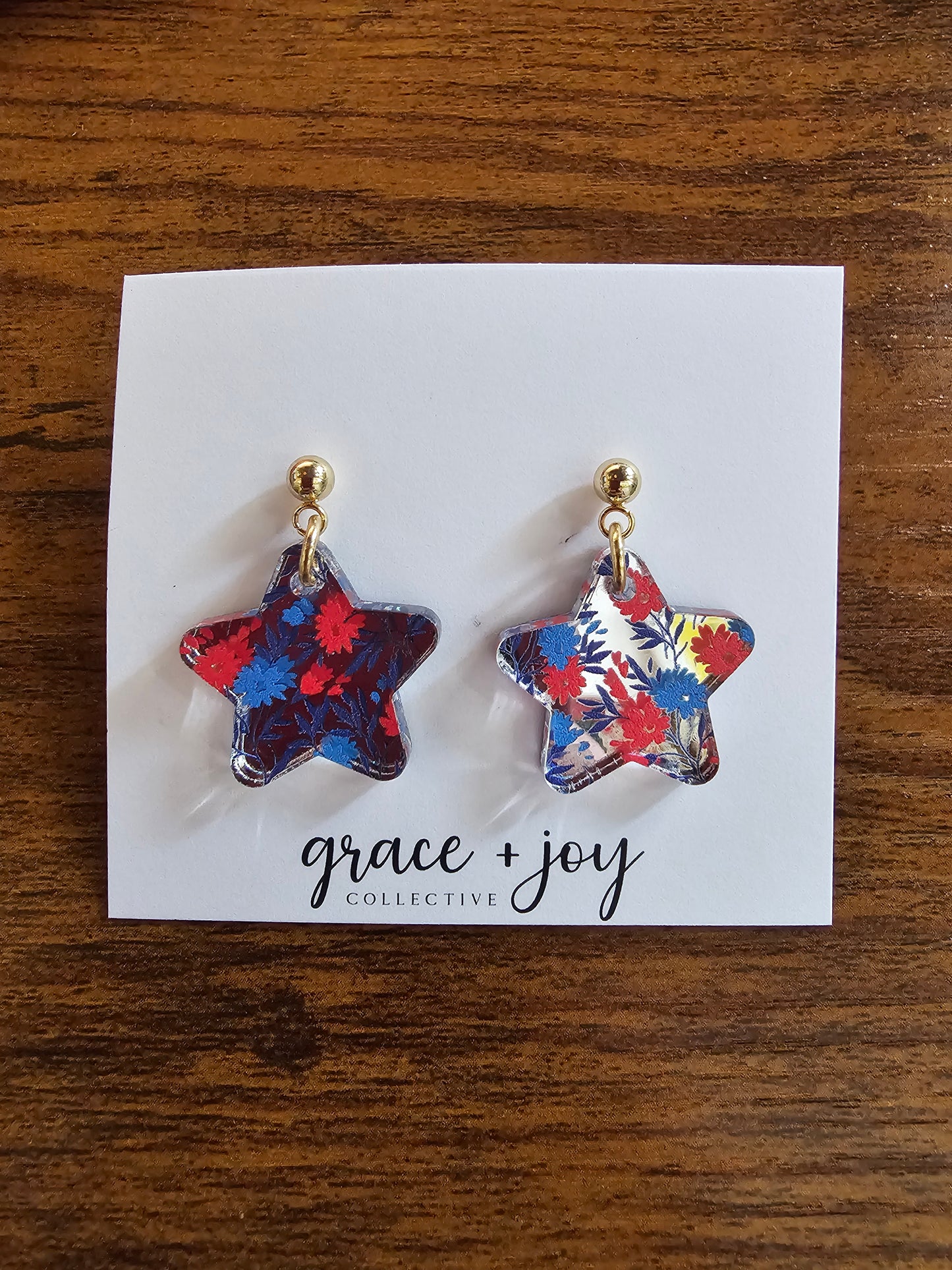 Earrings - Patriotic Mirror Floral