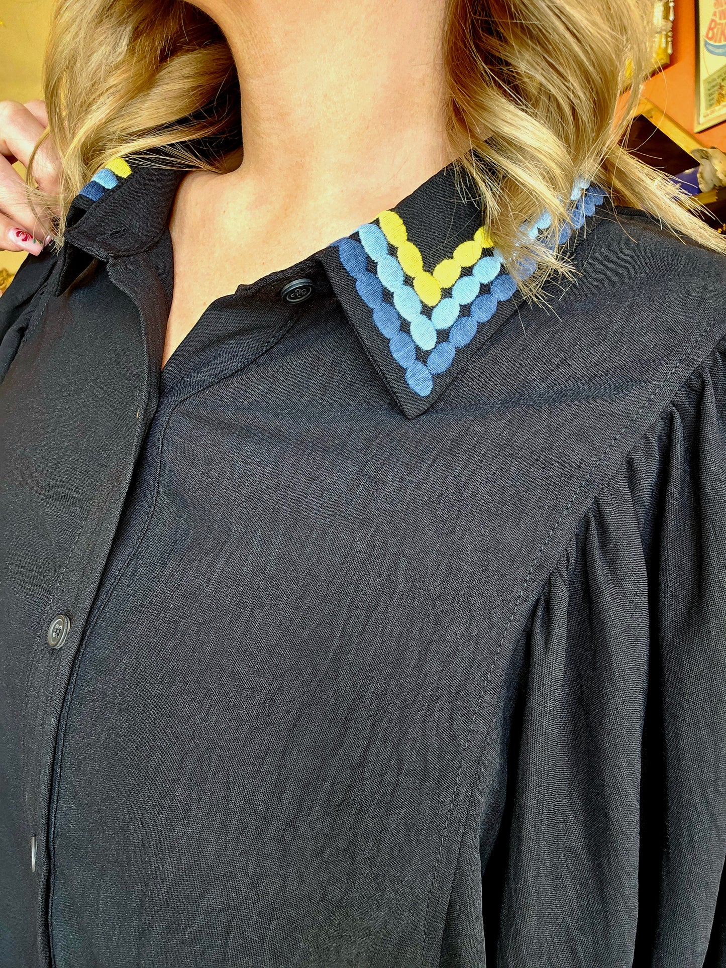 Blouse - Midnight Trim Button Front