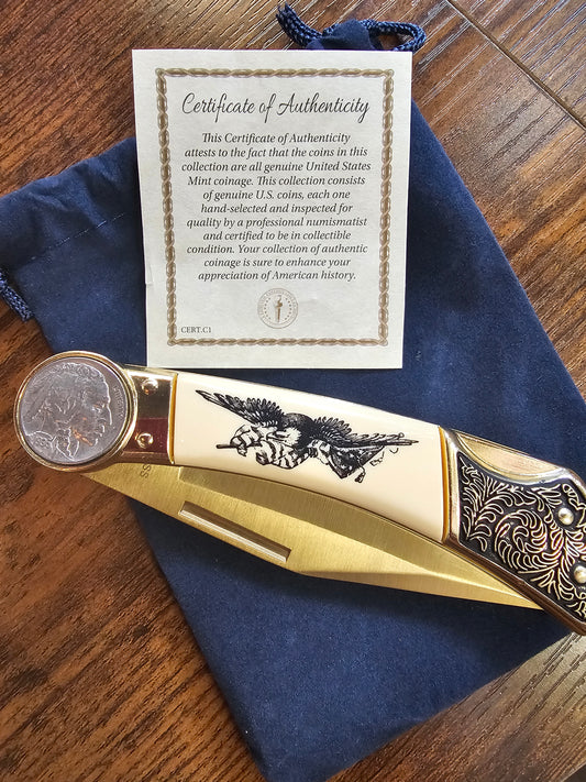 Pocket Knife - Buffalo Nickel Eagle Handle