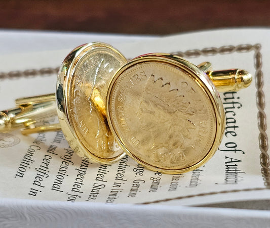 Cufflink - Indian Head Penny Gold