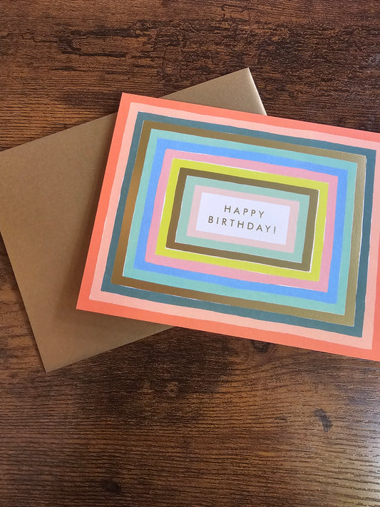 Card - Happy Birthday Rainbow Stripe