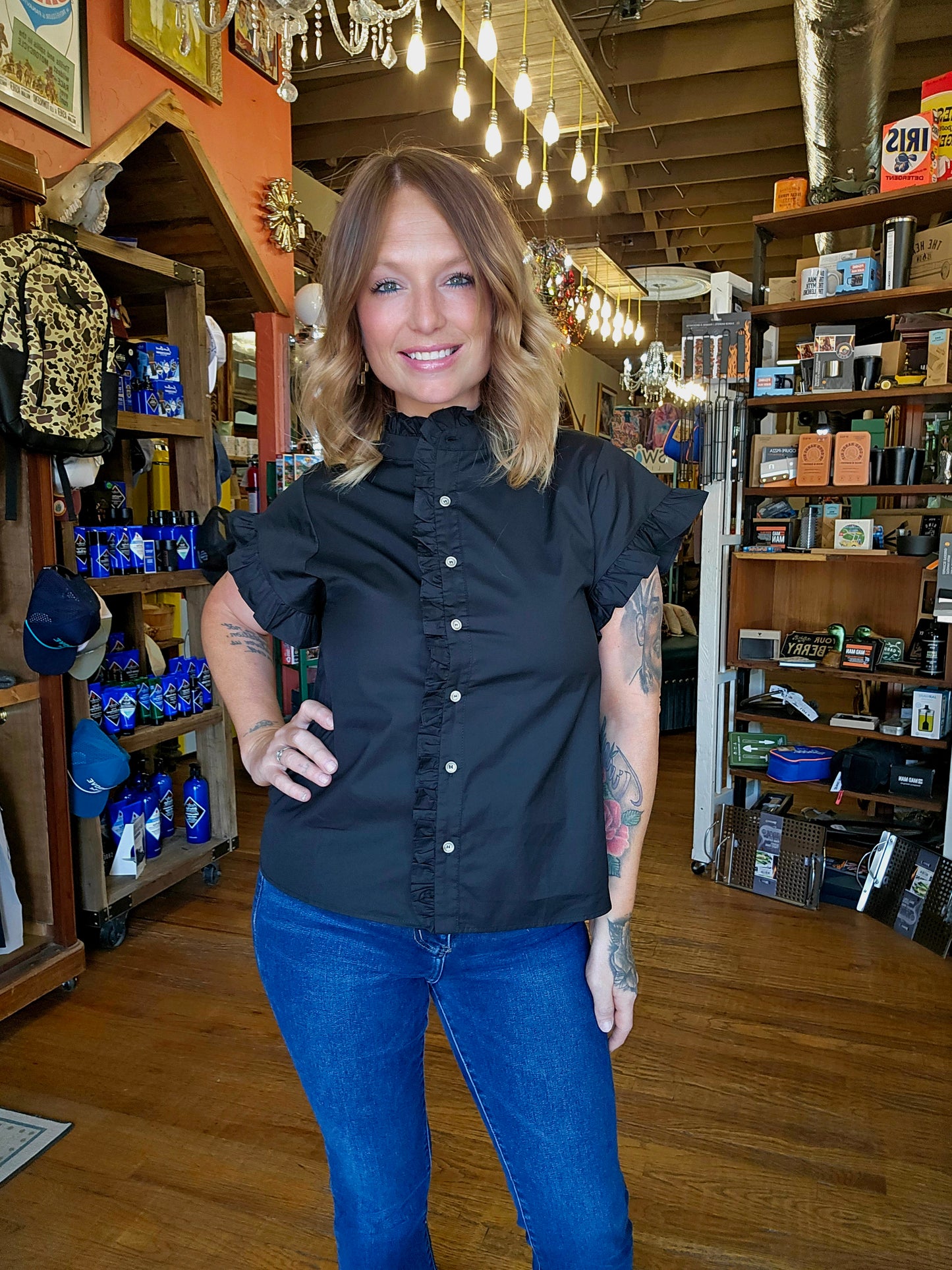 Blouse - Jodifl Harper Black Button Up