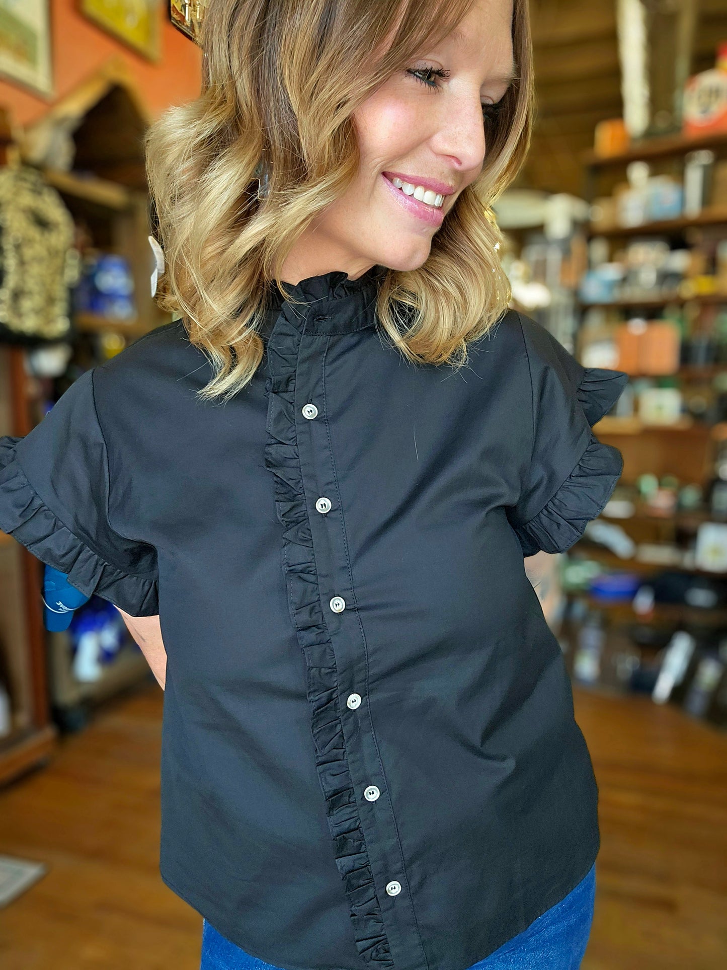 Blouse - Jodifl Harper Black Button Up
