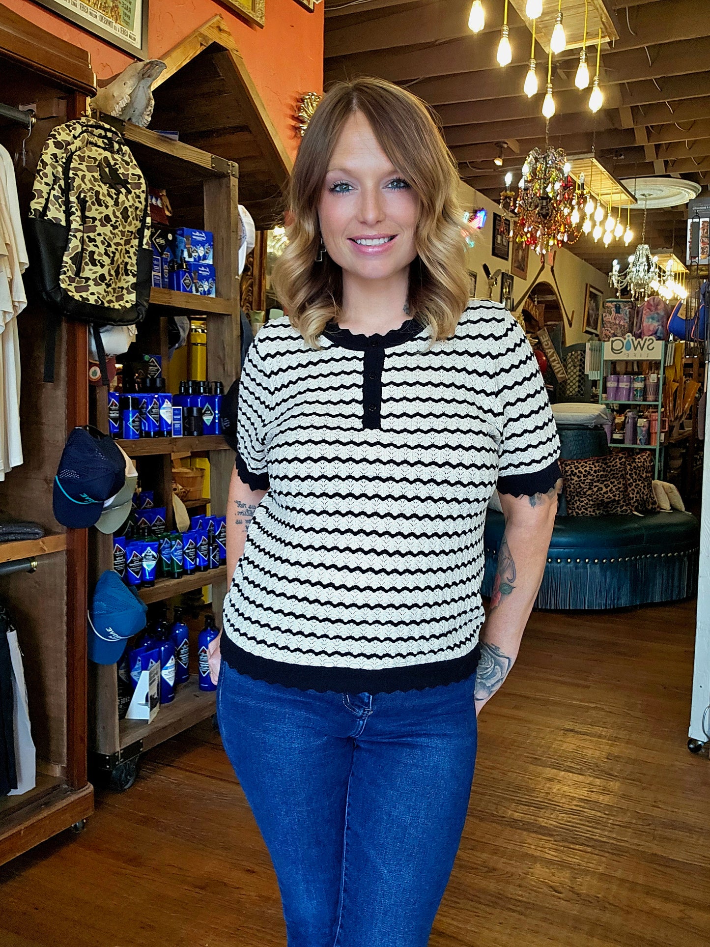 Blouse - Jodifl Textured Knit Henley
