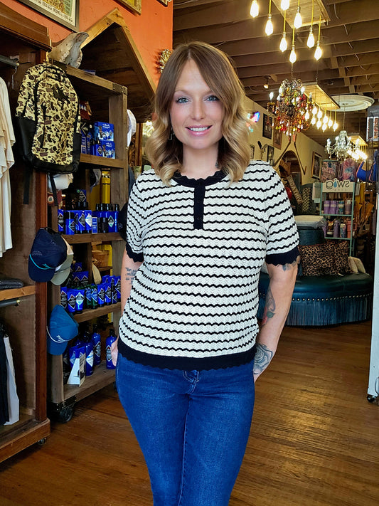 Blouse - Jodifl Textured Knit Henley