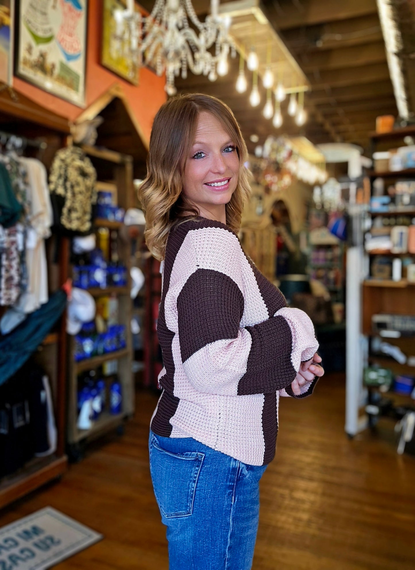 Sweater - Mocha Blush Striped
