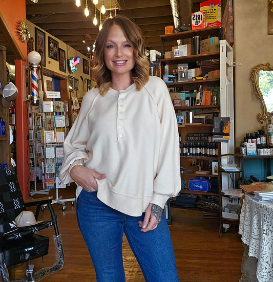 Sweater - Ivory Balloon Sleeve