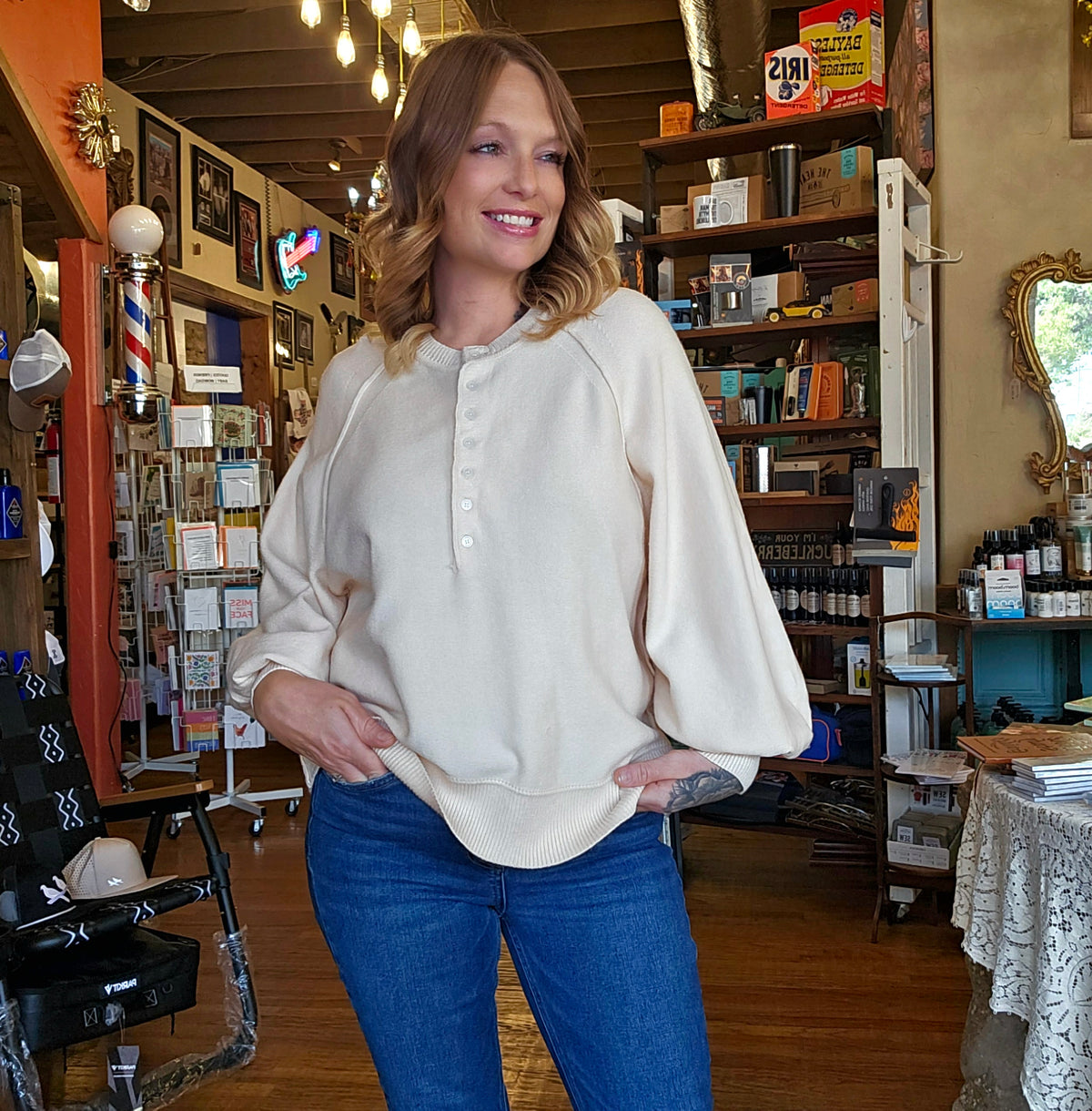 Sweater - Ivory Balloon Sleeve