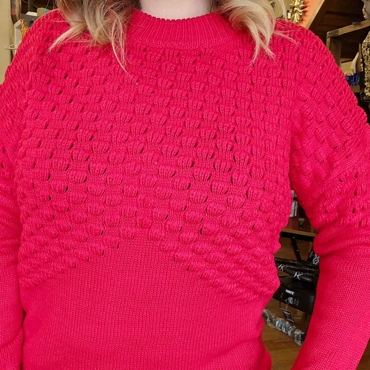 Sweater - Red Hollow Knit