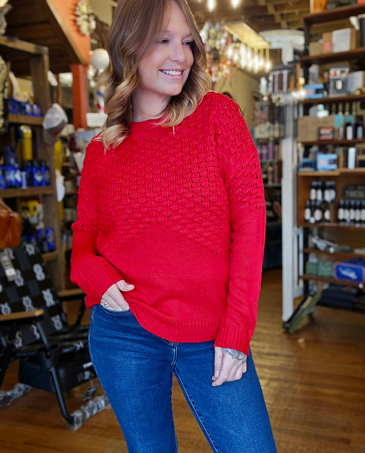 Sweater - Red Hollow Knit