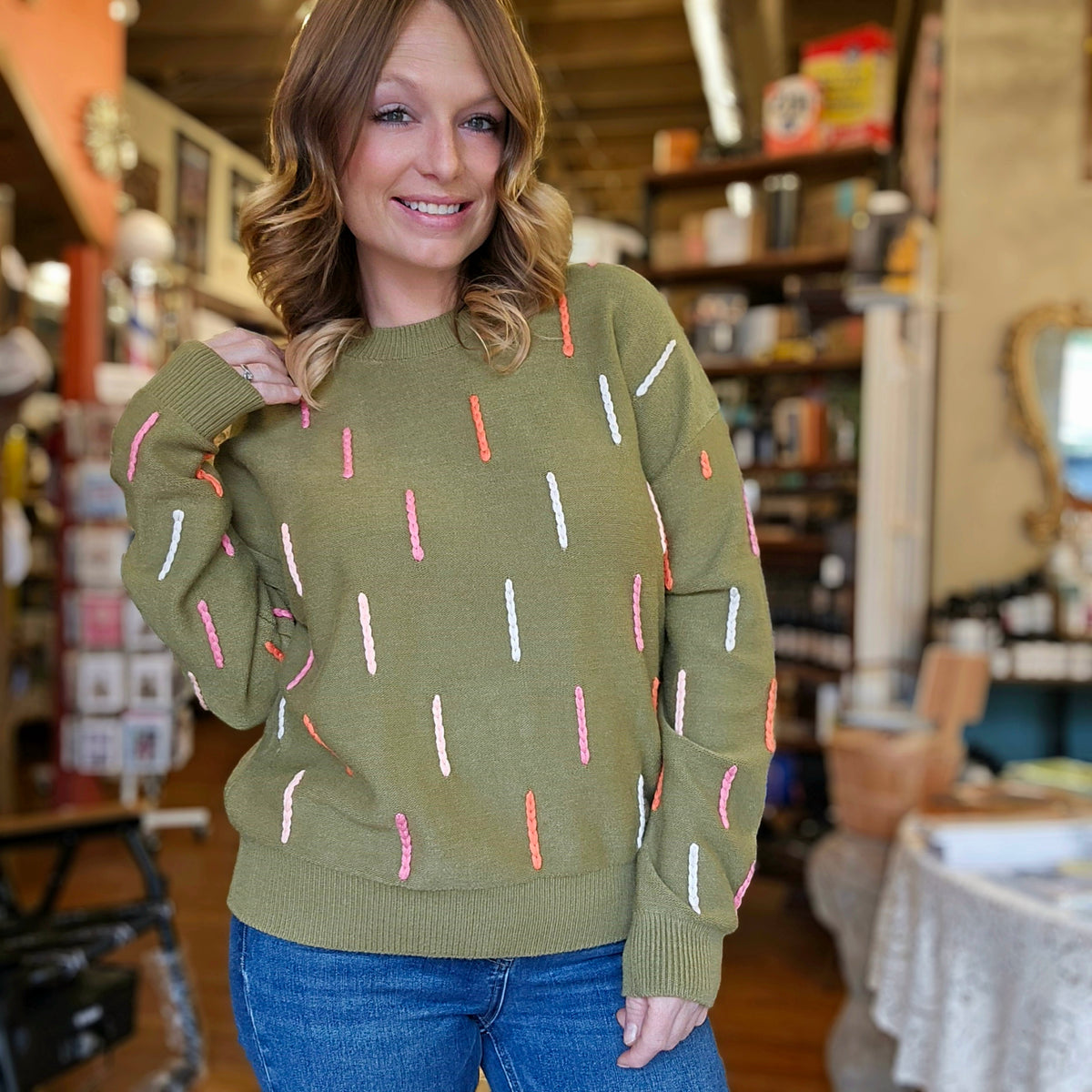 THML Sweater - Olive Long Sleeve Knit