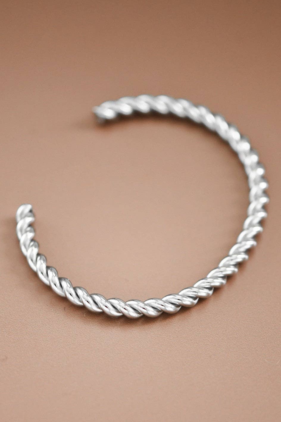 Cuff Bracelet - Twisted Silver Tone