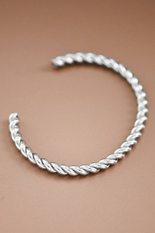 Cuff Bracelet - Twisted Silver Tone