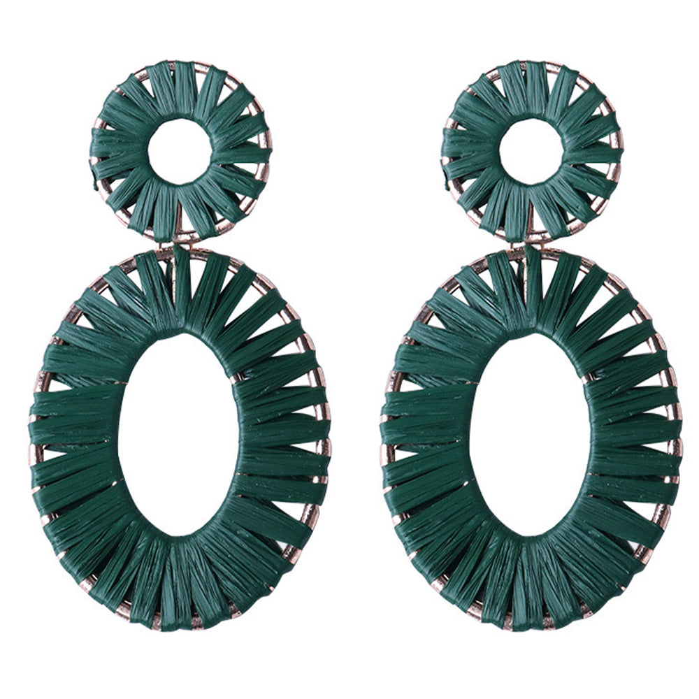 Earrings | Raffia Wrap Oval Dangle Earrings