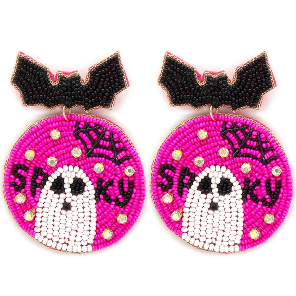 Spooky Ghost Bat Bead Earrings