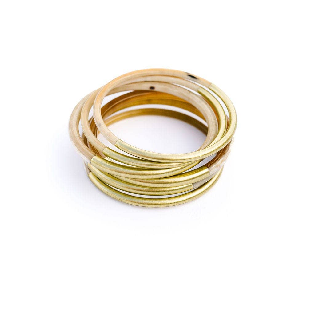 Jewelry | Bracelet Metallic Gold Mix Bangle Set