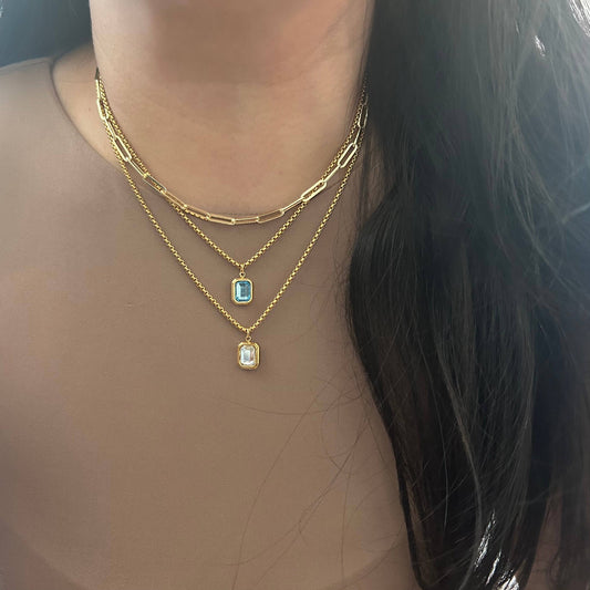 Necklace - Clear Glass Pendant Layering