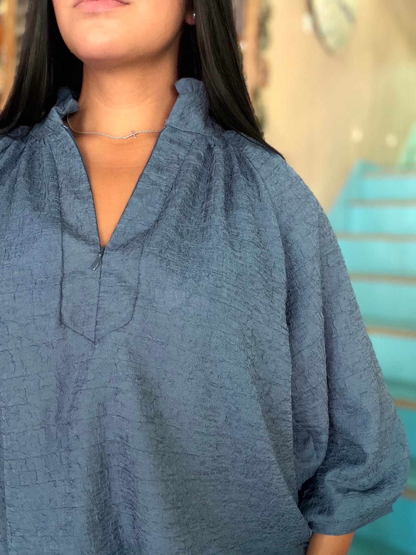 Blouse - Textured Slate Breeze