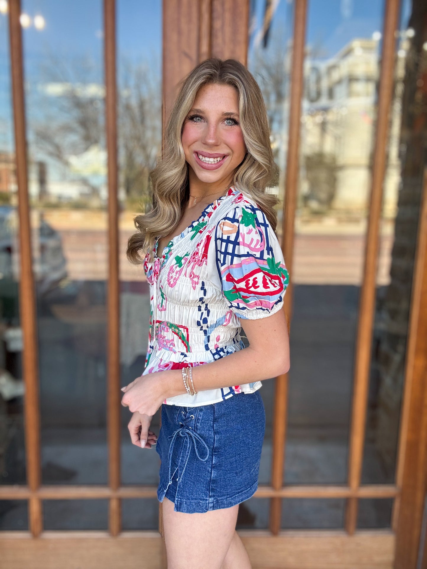 Printed Peplum Blouse